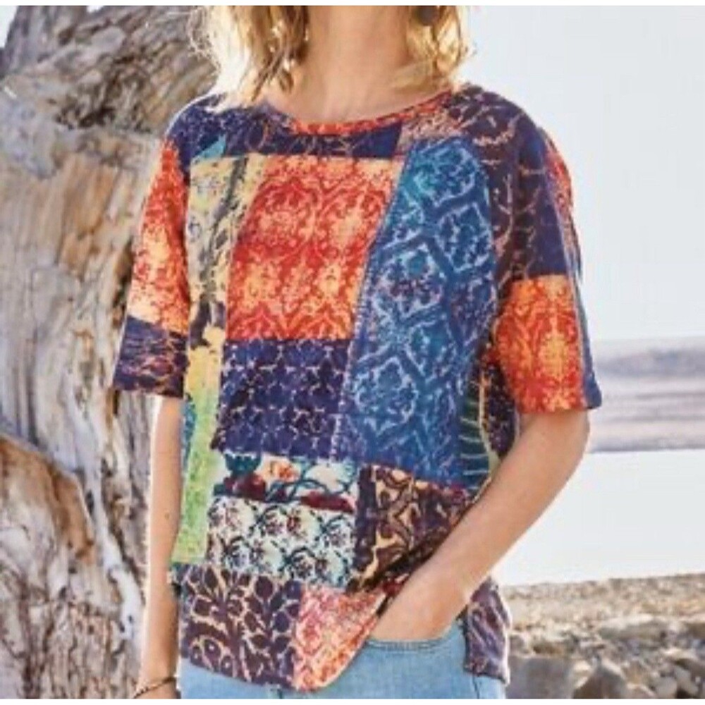 Peruvian Connection M/L Colorful Patchwork Cotton… - image 2